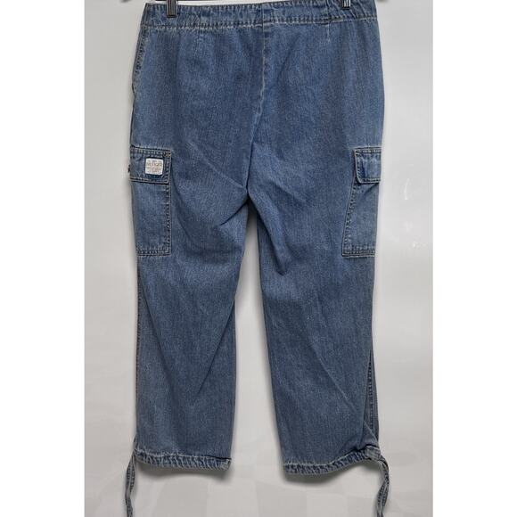 VTG Y2K 2004 Tommy Hilfiger Cargo Jeans Capris Grunge Skater Blue Size 4 Pockets - Picture 6 of 12